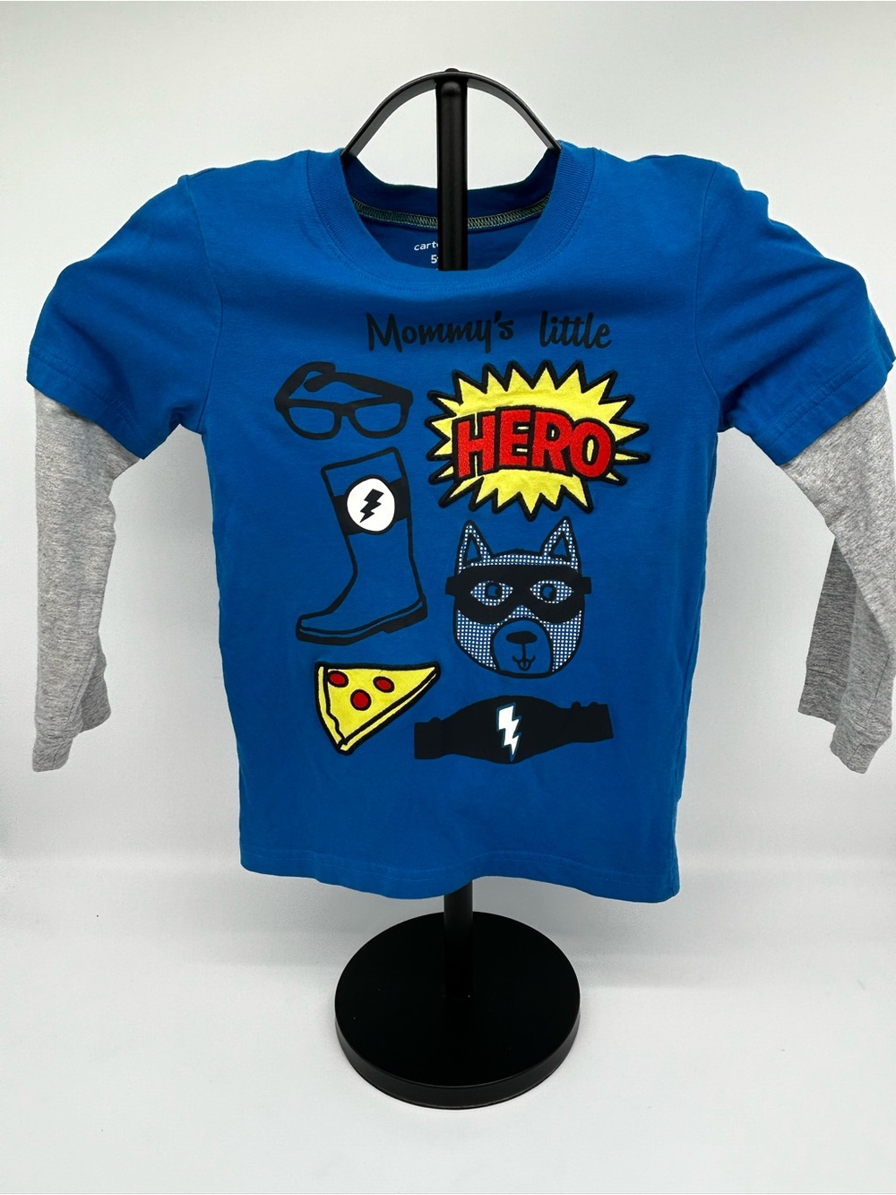 Carter's Mommy's Little Hero Blue Layered-Look Tee Size 5T